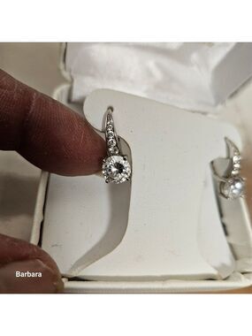 Sterling Silver 925 Cubic Zirconia (CZ)  1ct Halo Hoop Pierced Earrings